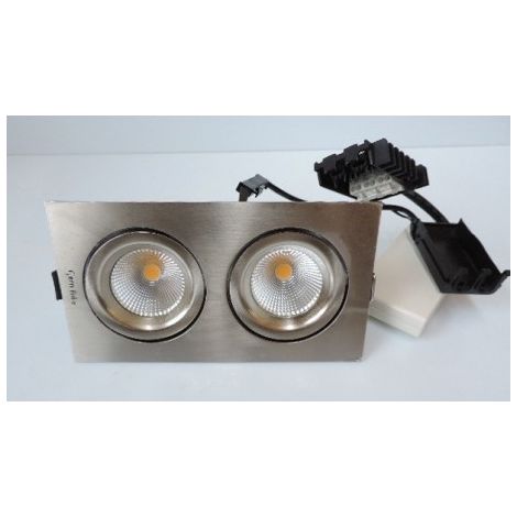 Encastré LED 14.8W 2 spots orientables acier brossé 175x95mm 3000K 1060lm alim 230V 42° IP44 JUNISTAR SQUARE SG LIGHTING 902332 (1/3)