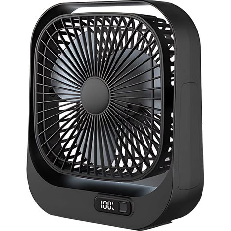 Mini Tischventilator mit LED Nachtlicht, 360° Rotation, 3 Geschwindigkeiten, leise, USB wiederaufladbar für Schlafzimmer, Büro und Camping (1/5)
