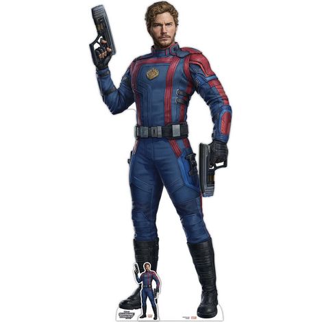 Figurine en carton Peter Quill alias Star Lord avec 2 pistolets - Film les gardiens de la galaxie 3 - Haut 189 cm (1/5)