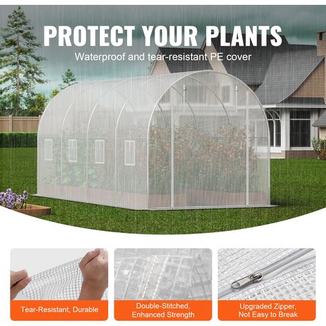 Serre Tunnel Jardin - 445x194x192 cm Tente Abri Plantes avec (1/5)