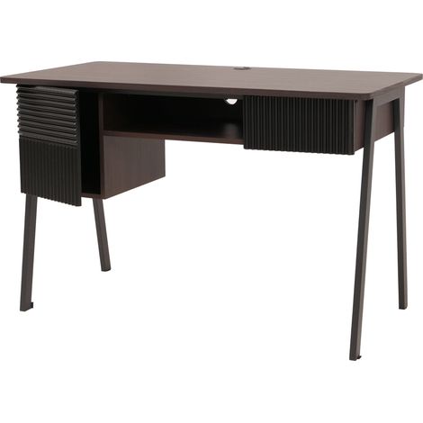 Scrivania HHG-114, scrivania da ufficio, scrivania per computer, MDF metallo melamina 78x120x60 cm, color noce
