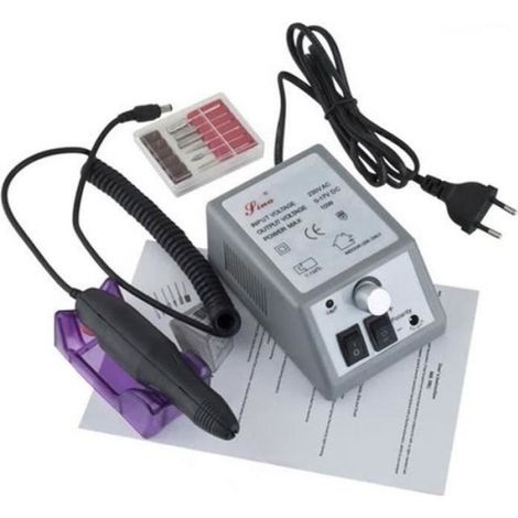 Ponceuse à Ongles - - Électrique Professionnelle - 220V - Couleur Gris - Accessoires Inclus (1/4)