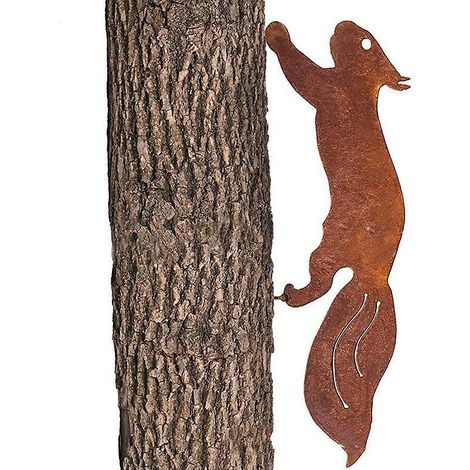 insert  Vis Silhouette Cureuil - Dcoration De Jardin En Mtal - 30cm - Patine Rouille Naturelle (1/5)