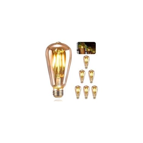 Lot de 6 ampoules E27 vintage LED ST64 – 4W filament blanc chaud – Longévité 30 000 heures – Pour décoration intérieure (1/5)