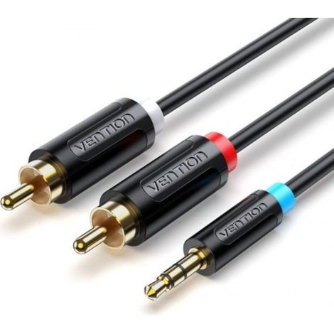 Venzione Cavo Stereo BCLBH/ Jack 3,5 Maschio -- 2x RCA Maschio/ 2m/ Nero