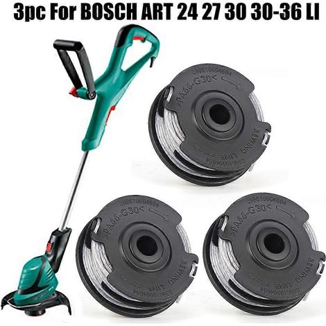Lot de 3 bobines de fil de coupe-bordures BOSCH ART 24 27 30 30-36 LI, 18 m, 1,6 mm, accessoires et pièces détachées. (1/5)