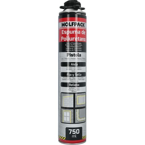 Mousse de polyuréthane 750 ml. pour l'entrée du pistolet de pulvérisation