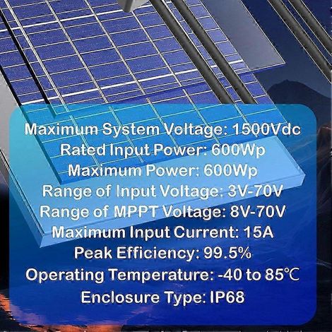 Optimiseur de puissance MPPT 600 W, optimiseur de puissance photovoltaïque intégré, indice de protection IP67, surveillance des panneaux solaires, limitation de tension, protection contre les points c (1/4)