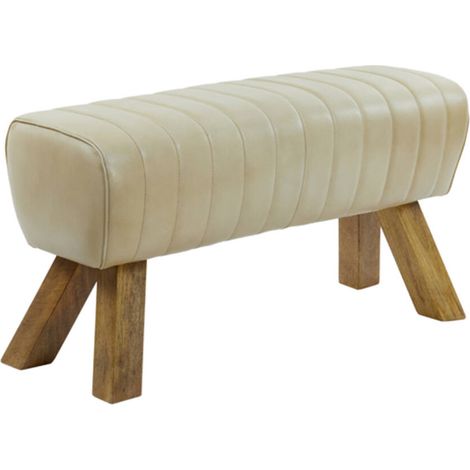 Banquette cuir sable bois naturel Light & Living Ramy (1/3)