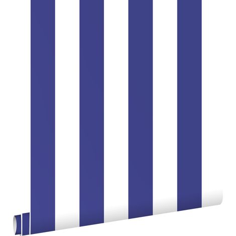 papier peint à rayures bleu et blanc  - ESTAhome