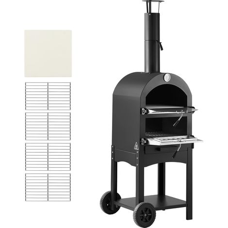 VEVOR Forno per Pizza da Esterno Portatile, Forno a Pellet per Pizza da 12 pollici, Stufa a Legna max. 540°C con 2 Ruote Rimovibili per Campeggio all'Aperto, Cortile, Giardino, Barbecue (1/5)