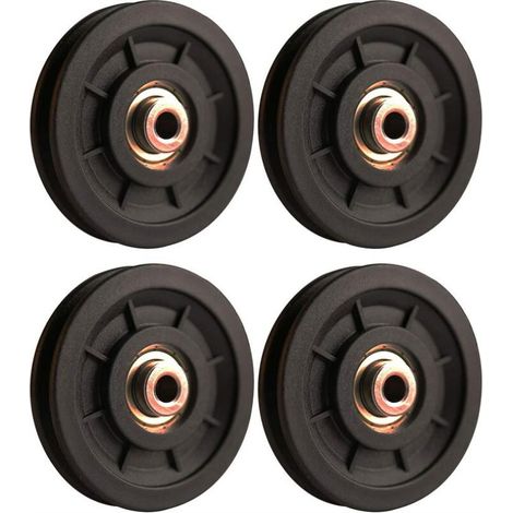 Accessoire de levage,4 pcs 110 mm Roulement Poulie Nylon, Poulie Musculation, Roue Universelle pour câble Machine Gym équipement Porte de Garage (1/2)