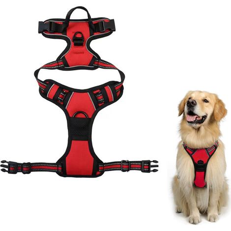 Filiyano-Harnais pour chien (taille M), harnais anti-traction avec 2 attaches pour laisse, gilet anti-traction réfléchissant en tissu Oxford avec (1/5)