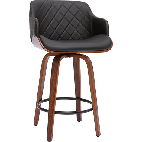 Sgabello da bar design nero e legno scuro H65 cm LUCIEN (1/4)