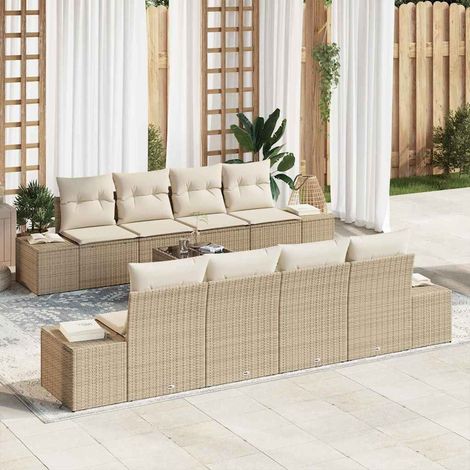 Conjunto de sofá de jardín 7 pcs Beige y Crema ratán sintético vidaXL (1/5)