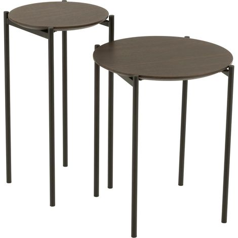 Lot de 2 Tables d'Appoint Gigognes "Rodolfo" 55cm Marron Foncé
