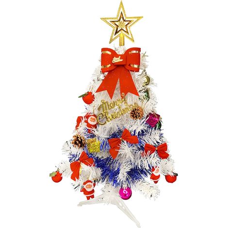 Arbre De Noël De Bureau - 45 Cm - À Piles - Avec Guirlande Lumineuse Chaude Et Lot De Décorations - 1 Pièce (1/5)