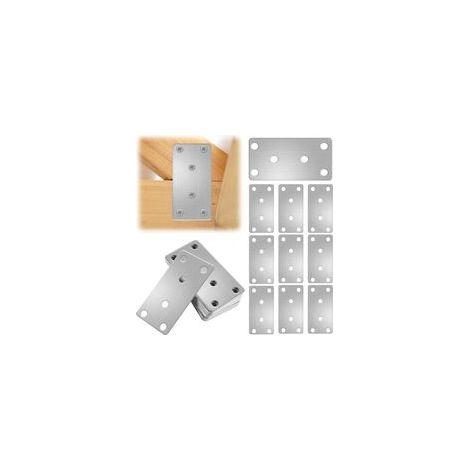 Plaques D'assemblage Perforée Plates, 10 Pièces Plaques Equerre en Acier Inoxydable, Connecteurs Plats de Fixation et Réparation, Connecteur Plaques Metal (80 x 40 x 2mm)