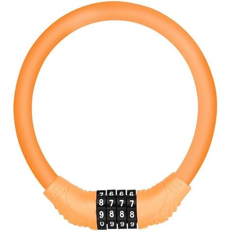 (Orange) Fahrradkabelschloss, Fahrradkabel-Diebstahlsicherung mit 4-stelligem, zurücksetzbarem Zahlencode, tragbares Kabelschloss mit Zugangscode, Fahrradschließfach für Outdoor-Fahrräder
