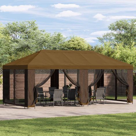 Gazebo de Jardín 6 x 3 m Topo Poliéster y Acero 190 (1/5)