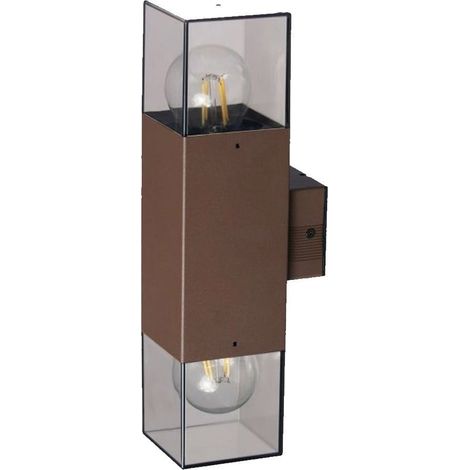TrAdE Shop Traesio - Applique Da Esterno A Parete Doppia Emissione Di Luce 2 Attacchi E27 Ip44 Ruggine Esm-01c - (1/5)