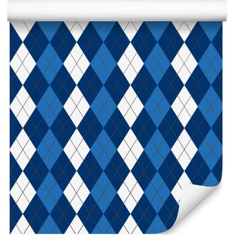 Papier peint à carreaux bleus, bleu marine et blanc, 50 x 1000 cm (1/5)