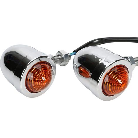 Intermitentes universales para motocicleta, 2 piezas, cromados y rojos, compatibles con todos los modelos, fácil instalación, indicador LED integrado. (1/5)