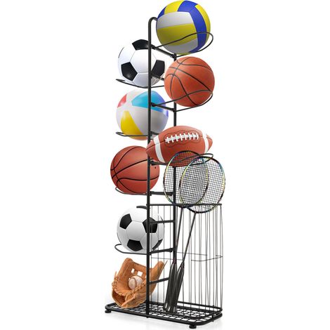 7-Tier Basketball Ball Storage Rack Sports Balls Display Storage Organizer (1/5)