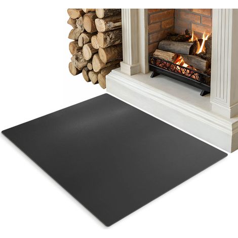 Tapis de Cheminée Ignifug 100x80 cm - Résistant à la Chaleur - en Acier Noir - Protection Contre Les Salissures - Facile à Nettoyer - Pare-étincelles - Finition Mate