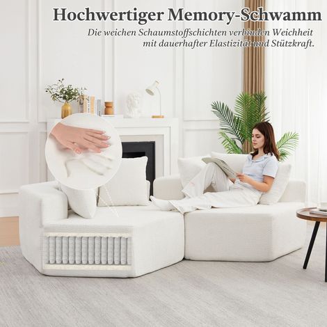 Ein sechseckiger Einzelsessel im modernen Stil, der sich durch vielseitige Kombinationsmöglichkeiten und ein modulares Design auszeichnet dieses mit Chenille bezogene Sofa eignet sich ideal (1/5)