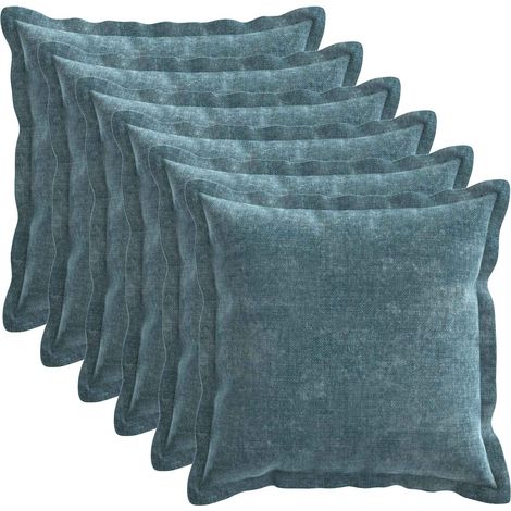 Cushion Cover 6 pcs HOUTEN Blue 30 x 30 cm Chenille Fabric vidaXL