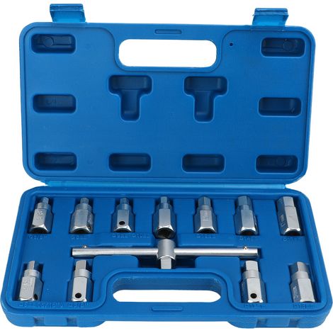 Jeu de douilles de clé de vidange, 12 pièces, clé de carter d'huile d'essieu, outils de réparation de voiture en acier pour boîte de vitesses de moteur