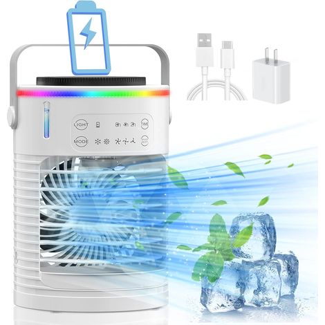 Portable Air Conditioner 6000mAh Rechargeable Small Air Conditioner Fan for Room Personal Air Cooler (1/5)