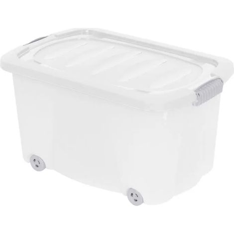 Contenedor storage-solutions 45l con ruedas cierre clic tapa doble