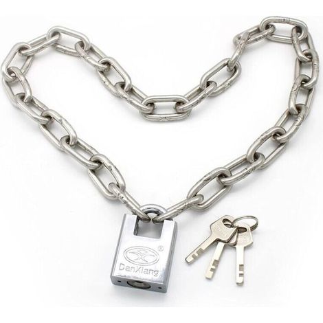 80 cm Cadenas de Chaîne en Acier Inoxydable, Antivol Vélo et Moto Robuste, Chaîne de Sécurité pour Garages, Clôtures et Entrepôts (avec 3 Clés) (1/4)