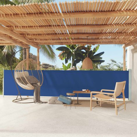 Auvent latéral rétractable de patio Paravent extérieur Brise Vue Rétractable pour Jardin, Balcon, terrasse 117x600 cm Bleu NDTN7726399 (1/5)