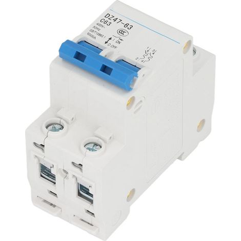 Disjoncteur 2P 63A 400V Haute Capacité de Rupture 4500A/6000A Montage Rail DIN Pa66 (1/5)