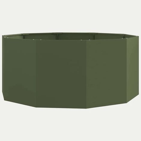 Jardinière ronde extérieure pratique 120 x 120 x 50 cm en acier vert olive (1/5)