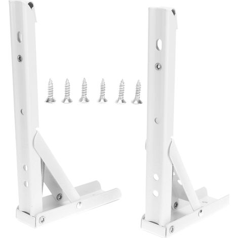 Lot de 2 supports d'étagère pliants en acier laminé à froid, fixation murale robuste avec ressort épais, accessoire de rangement