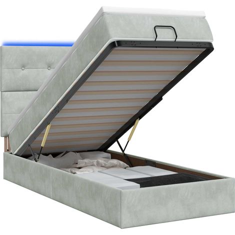 Maison Exclusive - Lit coffre avec matelas et LED Gris clair 90 x 190 cm Velours (1/5)