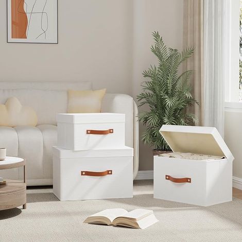 Boite de Rangement, 33x23x20cm, Blanc (1/2)