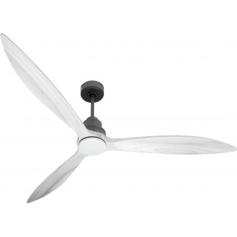 Tenerife - Super destratificateur et ventilateur DC 166 cm Gris basalte pales bois blanc avec Lumière 30 à 60 m²