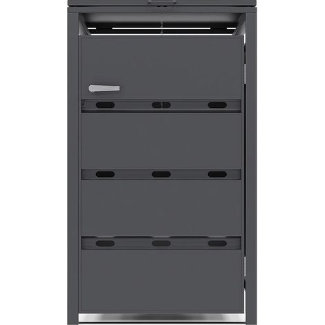 Abri pour poubelle en acier galvanisé gris anthracite - 0,6 mm - 1 poubelle de 240L - L68 x P80 x H116 cm - LOKAFA (1/5)