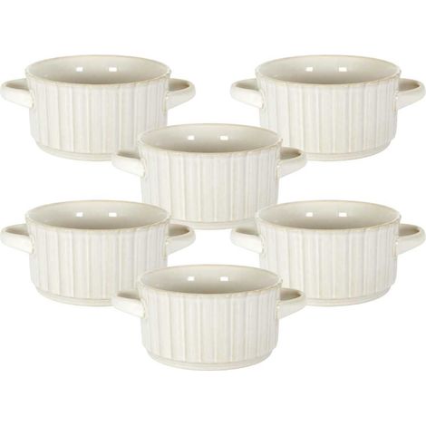 Set de 6 bols à soupe beiges en céramique (Ø13,5cm) - SHELLY (1/4)