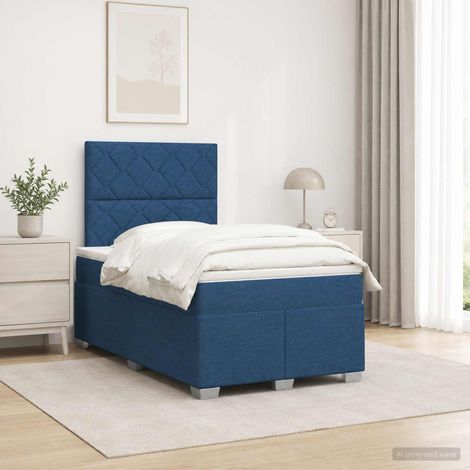 vidaXL Cama box spring con colchón Azul 120 x 190 cm Tela (1/5)