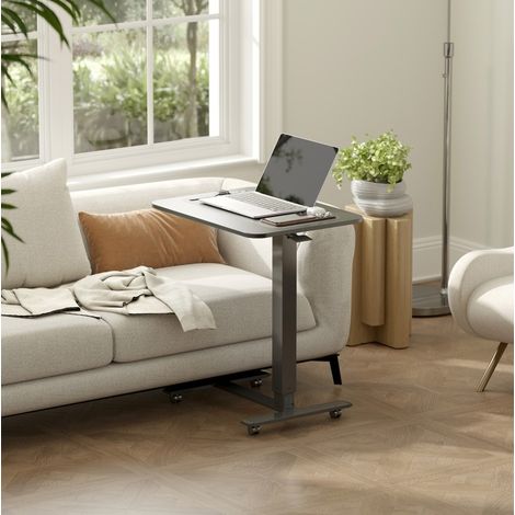 Escritorio elevable 65x48x73-110 cm negro en madera con ruedas y altura regulable (1/5)