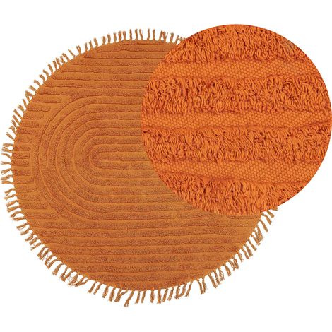 Alfombra de algodón naranja 140 cm flecos sala de estar dormitorio Halfeti