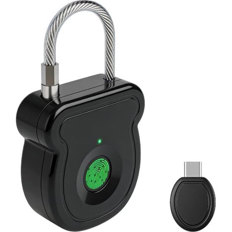 protégé, rrure à empreintes digitales : cadenas intelligent, charge USB Type C, antivol mobile, pour bagages et (1/4)