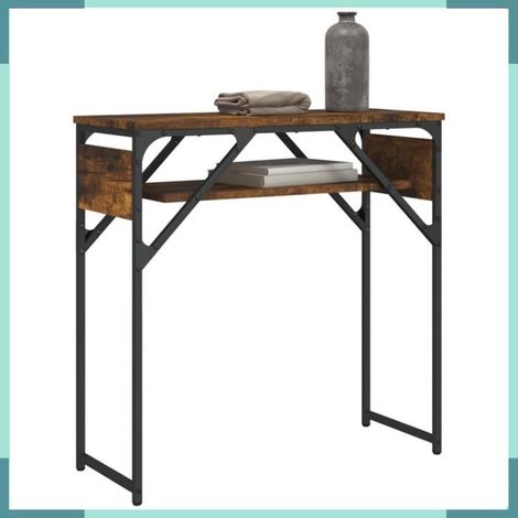 Table console - 837799 - chêne fumé - 75 x 30 x 75 cm - étagère, charge 80 kg (1/5)