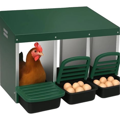 Caisse de Nidification pour Poules, Design à Rouleau, Construction en Métal Durable, Vert (1/2)